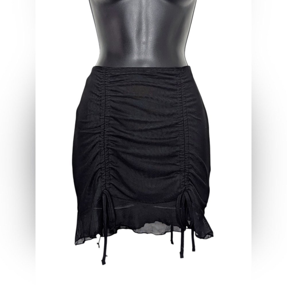 🆕 Edikted Indigo Gathered Mesh Mini Skirt